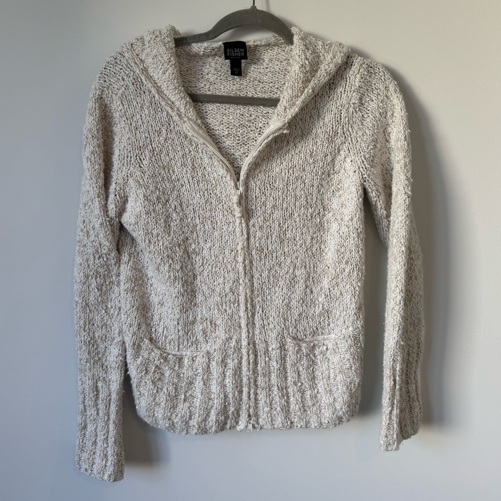 Eileen Fisher Cream Zip Up Jacket - Picture 2 of 11